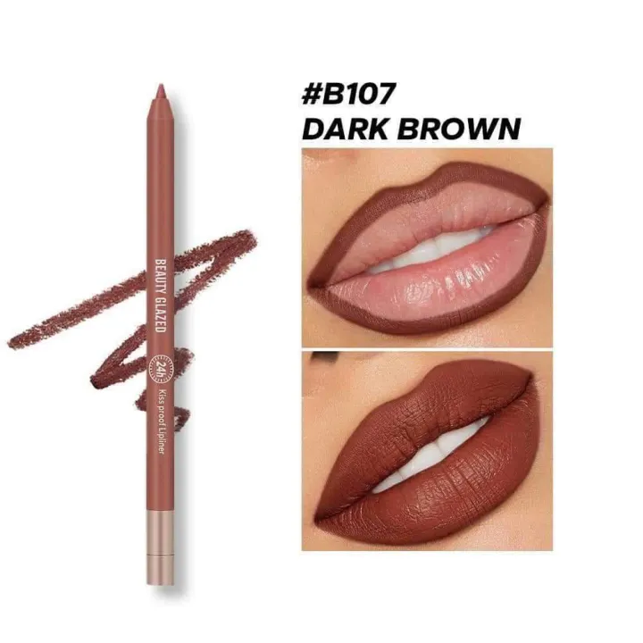 Picture of BEAUTY GLAZED Waterproof Matte Lip Liner Pencil For Lips -#B107 DARK BROWN-(R0010)