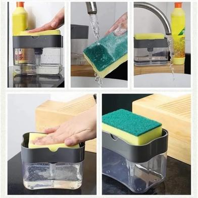 Picture of 2-in-1 Soap Dispenser Pump and Sponge Caddy for Kitchen Bathroom Soap Dish and Clean Sponge Bathroom Dispenser Tools-(B-0010)