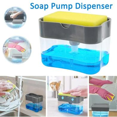 Picture of 2-in-1 Soap Dispenser Pump and Sponge Caddy for Kitchen Bathroom Soap Dish and Clean Sponge Bathroom Dispenser Tools-(B-0010)