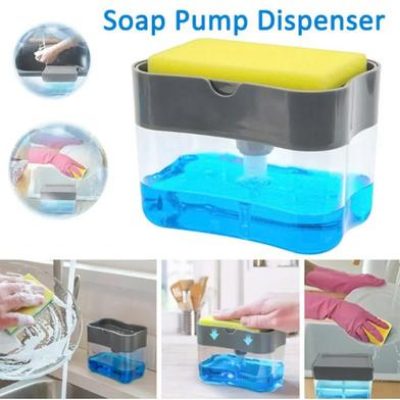 Picture of 2-in-1 Soap Dispenser Pump and Sponge Caddy for Kitchen Bathroom Soap Dish and Clean Sponge Bathroom Dispenser Tools-(B-0010)