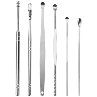Picture of Ear Pick Set Portable Ear Cleaner Set Stainless Steel with Leather Case -6 Pcs-(B-0010)