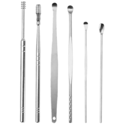 Picture of Ear Pick Set Portable Ear Cleaner Set Stainless Steel with Leather Case -6 Pcs-(B-0010)
