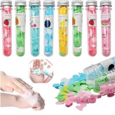 Picture of Soap Paper Disposable Hand Wash Tablet Travel Portable Toilet Soap Sheet Cut Paper -1 Bottle-(B-0010)