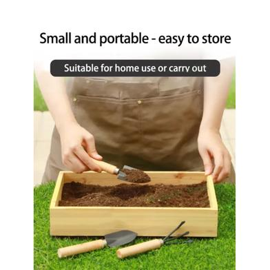Picture of Mini Garden Shovel Rake Spade Arrangements Bonsai Tools Wooden Handle Set for Flower Pot Plants -3 Pieces-(B-0010)