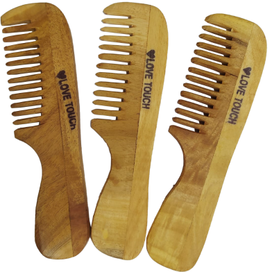 Picture of Wooden Handle Shape Hair Combs - 1 Pcs-(F-0011)-20 gm