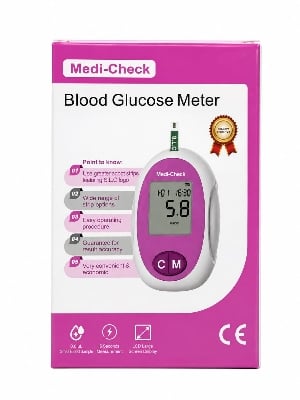 Picture of Medi-Check Premium Blood Glucose Meter Fast, Accurate & Reliable Blood Sugar Monitoring Device for Home & Professional Use
