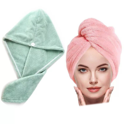 Picture of Korean Solid Color Absorbent Dry Hair Towel and Shower Cap - 1 pcs-(F-0011)