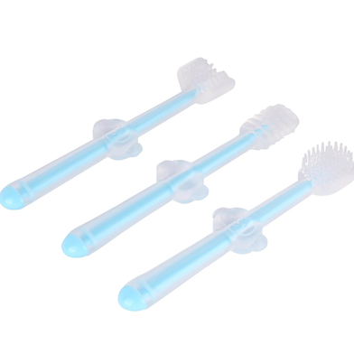 Picture of Baby Hand brush Children's Silica Gel Dimensional Body Milk for Training Toothbrush Set, Safe Silicone Brush Soft-bristled Teether - 3 pcs-(F-0011)
