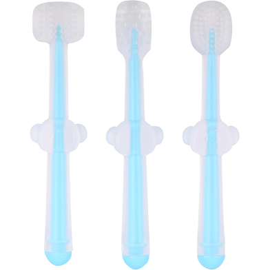 Picture of Baby Hand brush Children's Silica Gel Dimensional Body Milk for Training Toothbrush Set, Safe Silicone Brush Soft-bristled Teether - 3 pcs-(F-0011)