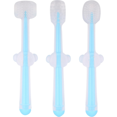 Picture of Baby Hand brush Children's Silica Gel Dimensional Body Milk for Training Toothbrush Set, Safe Silicone Brush Soft-bristled Teether - 3 pcs-(F-0011)