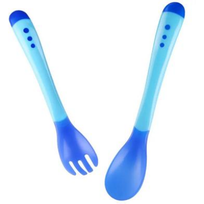 Picture of Silicone Plus P.P Baby Soft Head Frok Spoon Spoon Children To Eat Spoon Supplementary Food Bowl Spoon - 1 pair-(F-0011)