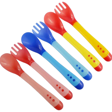 Picture of Silicone Plus P.P Baby Soft Head Frok Spoon Spoon Children To Eat Spoon Supplementary Food Bowl Spoon - 1 pair-(F-0011)