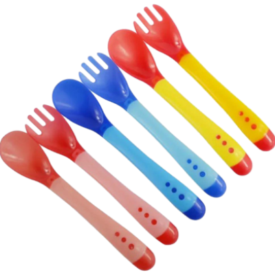 Picture of Silicone Plus P.P Baby Soft Head Frok Spoon Spoon Children To Eat Spoon Supplementary Food Bowl Spoon - 1 pair-(F-0011)