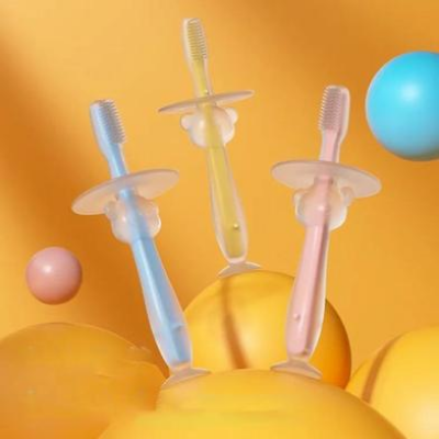 Picture of Full Silicone Soft-Bristled Baby Training Toothbrush and Teether - 1pc-(F-0011)