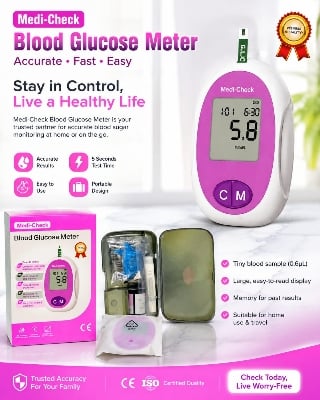 Picture of Medi-Check Premium Blood Glucose Meter – Fast, Accurate & Reliable Blood Sugar Monitoring Device for Home & Professional Use