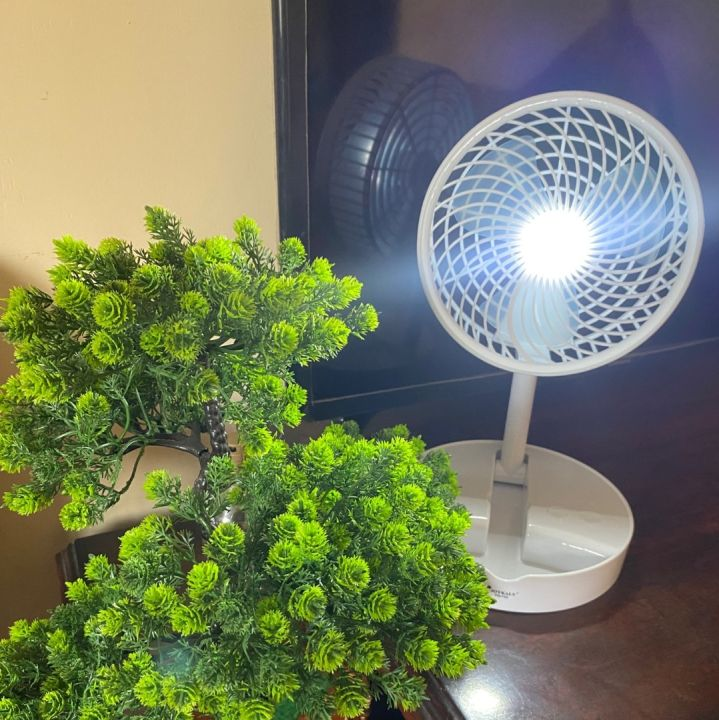 Picture of JOYKALY YG-733 AC/DC Rechargeable 2400mAh Lithium Battery Strong Wind Foldable Desk Fan With Lamp-KA
