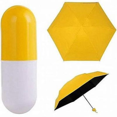 Picture of 7 inch Mini Folding Umbrella with Cute Capsule Case - Yellow-(C-AP)-Full Look: 40