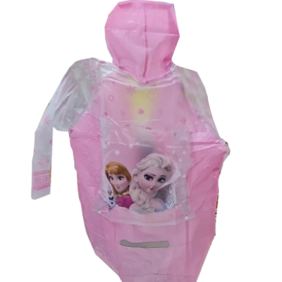 Picture of Kids Cartoon Waterproof Boys and Girls Long Raincoat With School Bag Space (Any Design)-(C-AP)-Full Look: 34