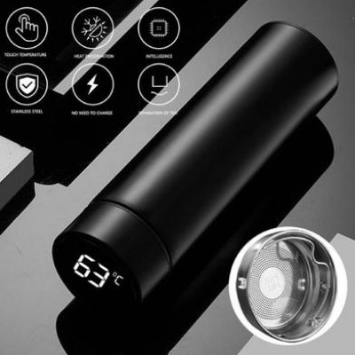 Picture of Stainless Steel Vacuum Flask 500 ml Smart Insulated Bottle with Temperature Display Hot Water, Coffee, Tea, Sport, Travel Bottles -Black-(000-CK)