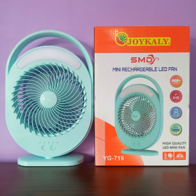 Picture of JOYKALY YG-719 Rechargeable 2400mAh Lithium Battery Strong Wind Desk Fan With LED Lamp-KA