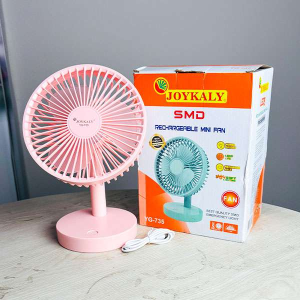 Picture of JOYKALY YG-737 Rechargeable 2400mAh Lithium Battery Strong Wind Low Noise Foldabl Table Fan With Light-KA