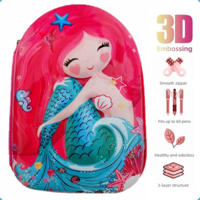 Picture of AUM Mermaid 3D Print Multipurpose Large Capacity Jumbo Hardtop Pencil/Pen Pouch/Case-(0012BS)