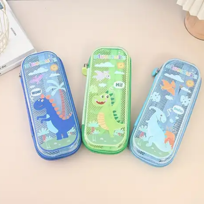 Picture of Cute Dino Print Zipper Pencil Bag-(0012BS)