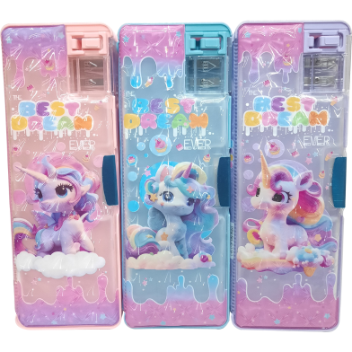 Picture of Magnetic Pencil Holder with 2-Hole Sharpener, Holographic Unicorn Little Pony Design-(0012BS)