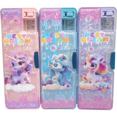 Picture of Magnetic Pencil Holder with 2-Hole Sharpener, Holographic Unicorn Little Pony Design-(0012BS)