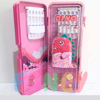 Picture of Dinosaur Theme 2 Layer Pencil Case with Thermo Balls-(0012BS)