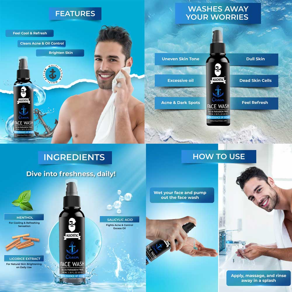 Picture of Muuchstac Ocean Face Wash For Men (Combo 2pcs) - 100ml