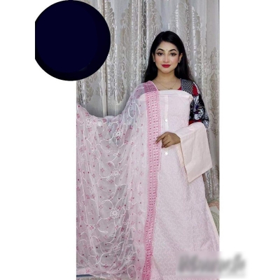 Picture of Exclusive Indian Chikenkari Unstitch Three Piece With Extra Sleevs Multicolor