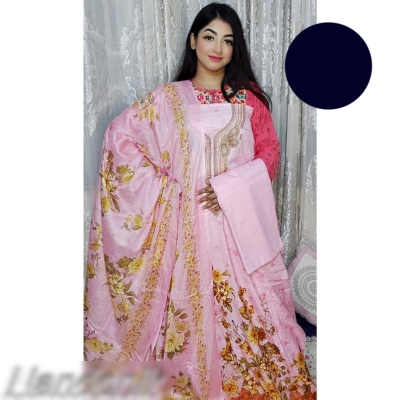 Picture of Exclusive Catalogue Boutique Unstitch Three Piece With Extra Sleeves Multicolor