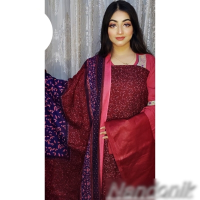 Picture of Printed Joypuri Cotton Unstitched Three Piece Multicolor,Un-stitched