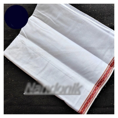 Picture of White Unstitched Dhoti Chikon Parer Sada Dhuti Multicolor