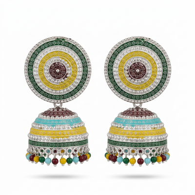 Picture of Multicolour Jhumka Earring For Women Multicolor,70 MM