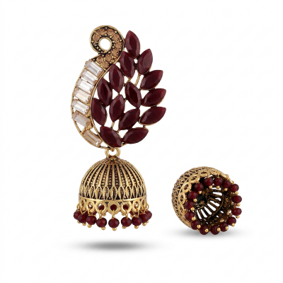 Picture of Elegant Stone Jhumka Earrings for Women Multicolor,70 MM