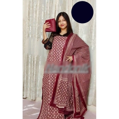 Picture of Exclusive Printed Joypuri Patel Cotton Unstitched Three Piece Multicolor,Un-stitched