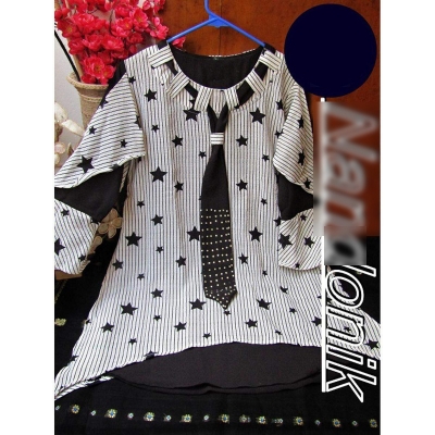 Picture of Black Printed Georgette Short Top With Stylish Tie 