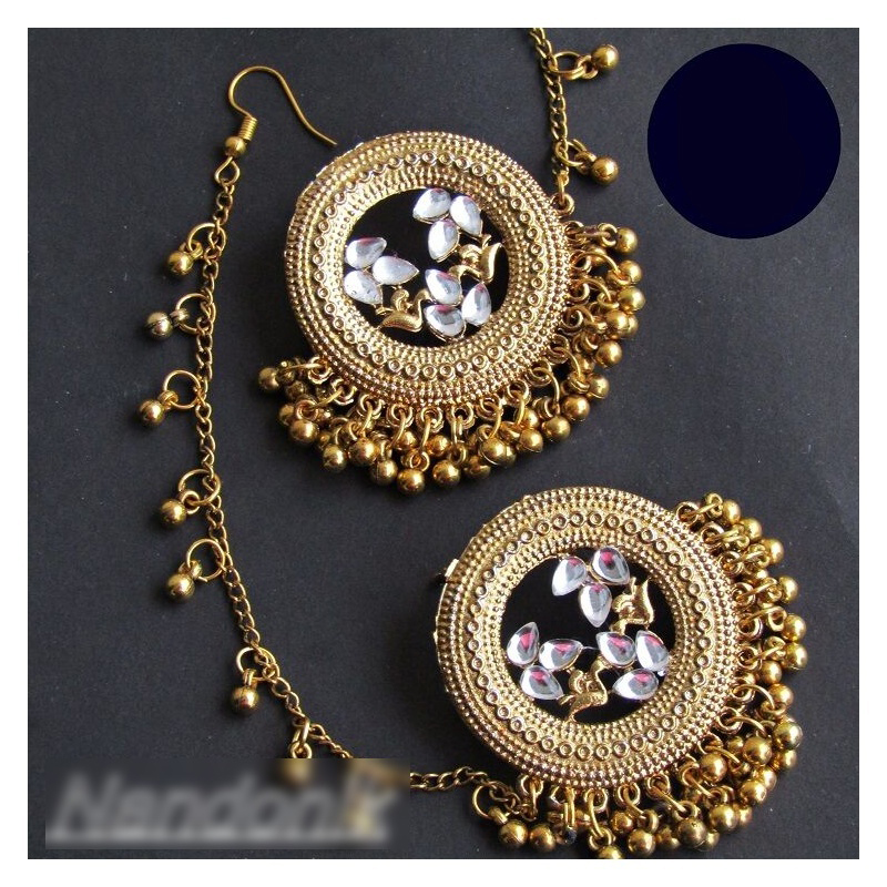 Picture of Antique Stone  Soth Indian Bahubali Kanpasha Earrings With Tana for Women 