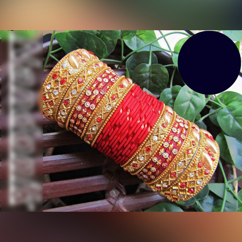 Picture of Bridal Metal Velvet Bangles Set /  Bridal Churi Set 