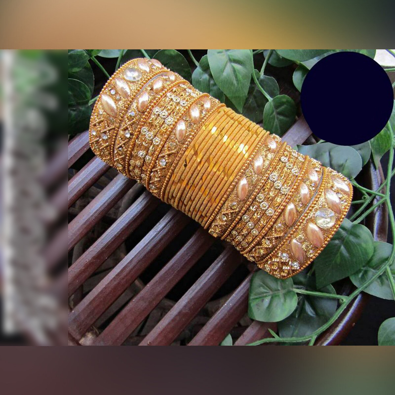 Picture of Bridal Metal Velvet Bangles Set /  Bridal Churi Set 