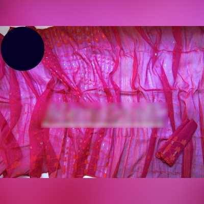 Picture of Megenta Color Handloom Dhakai Jamdani Saree with Extra Jamdani Blouse Piece 