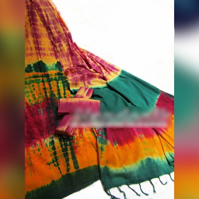 Picture of Cotton Moom Batik Unstitch Four Piece With Thread Work 