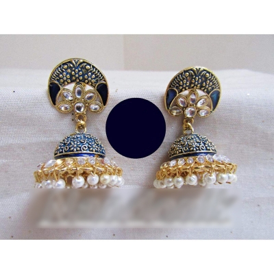 Picture of Indian Joypuri Meenakari Jhumka Earring/ Joypuri Kaner Dul