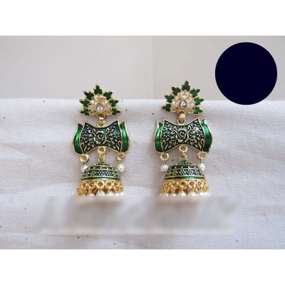 Picture of Indian Joypuri Meenakari Jhumka Earring/ Joypuri Kaner Dul