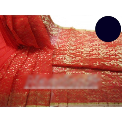 Picture of Exclusive Muslin Tissue Powerloom Jari Jamdani Saree With Blouse piece 