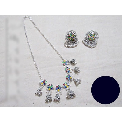 Picture of Elegant & Trendy Oxidized Minakari Kanpasha- Jhumka  Chokar Necklace Jewellery Set of Necklace and Earring for Women 