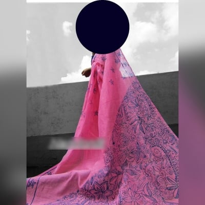 Picture of Hand Painted Half Silk Moslin Saree 