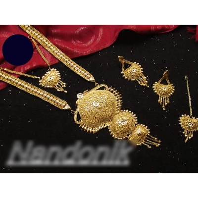 Picture of Elegant & Gorgeous Party/Bridal Gold Plated Necklace,Earring and Tikli Set for Women / Women Jewwllery Set Gold